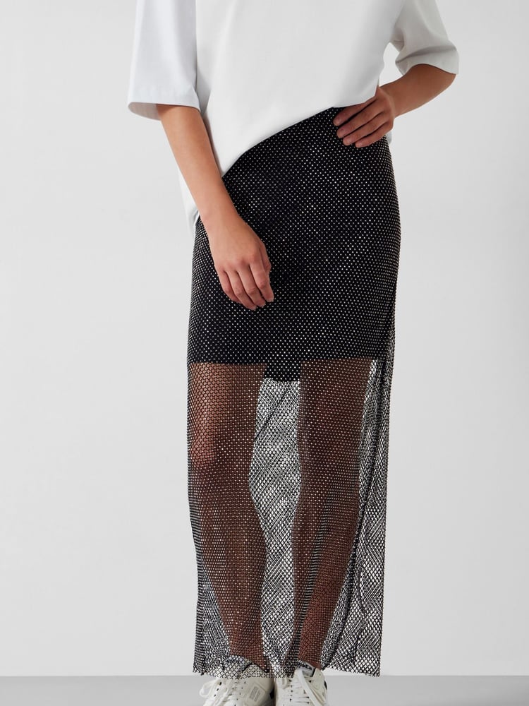 Hush Black Una Sparkle Maxi Skirt - Image 1 of 5
