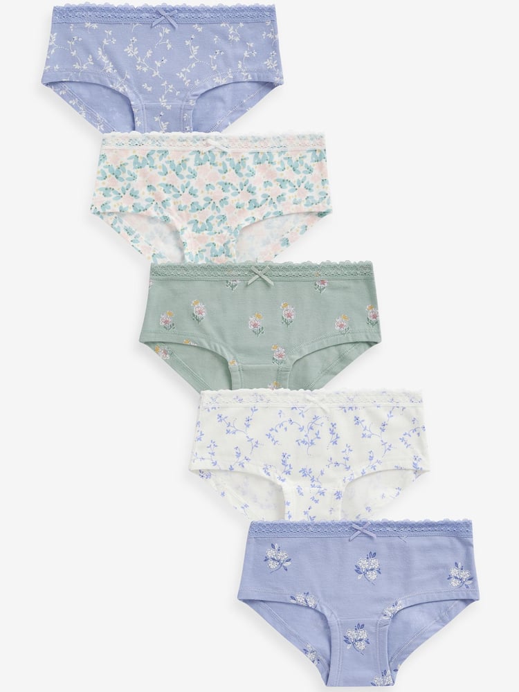 Green/Purple Ditsy Hipsters 5 Pack (2-16yrs) - Image 1 of 8