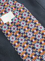Navy Blue Regular Fit Trimmed Textured Suit Waistcoat - Image 6 of 9