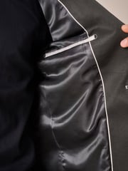Charcoal Grey Slim Fit Satin Jacquard Blazer - Image 10 of 11