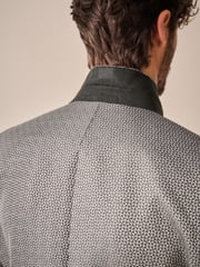 Charcoal Grey Slim Fit Satin Jacquard Blazer - Image 5 of 11