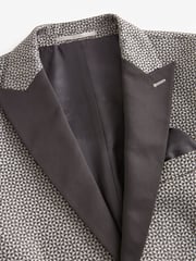 Charcoal Grey Slim Fit Satin Jacquard Blazer - Image 7 of 11
