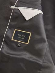 Charcoal Grey Slim Fit Satin Jacquard Blazer - Image 8 of 11