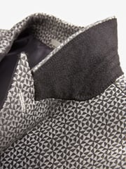 Charcoal Grey Slim Fit Satin Jacquard Blazer - Image 9 of 11