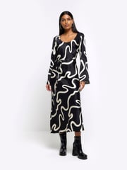 River Island Black Scoop Neck Dress - Image 1 of 8