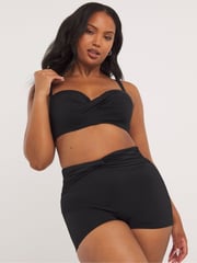 Simply Be Black Magisculpt Twist Front Bikini Shorts - Image 1 of 4
