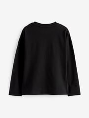 Black/Gold Cosmic Reindeer Sequin Christmas Long Sleeve T-Shirt (3-16yrs) - Image 2 of 3