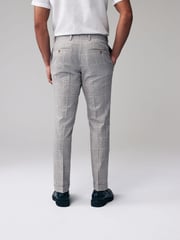 Grey Slim Fit Check Linen Suit: Trousers - Image 3 of 3