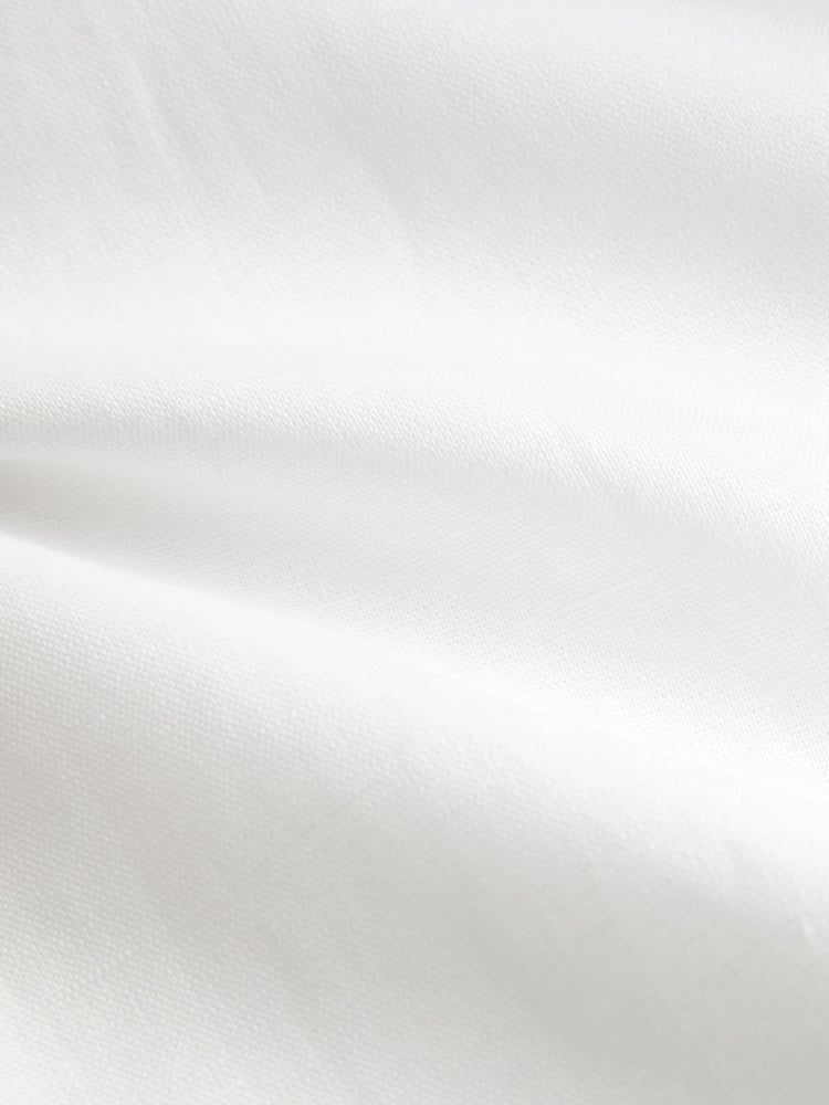 White Regular Fit Trimmed Linen Blend Short Sleeve Shirt - Image 8 of 8