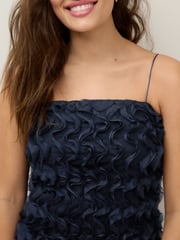 Navy Blue 3D Ruffle Texture Mini Dress - Image 4 of 6
