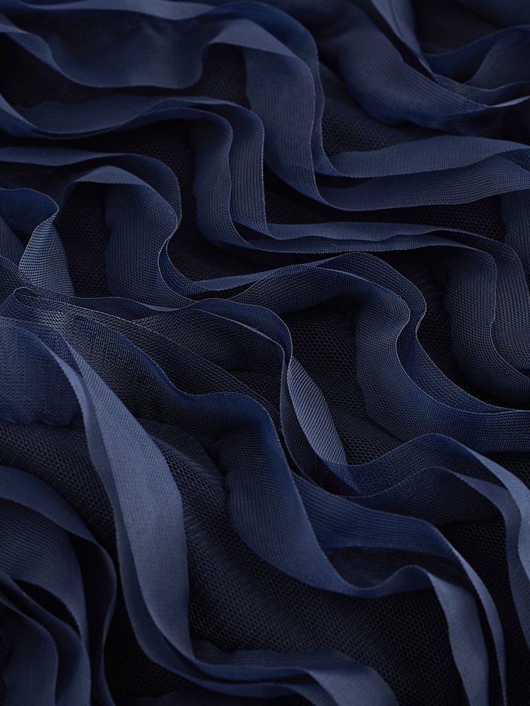 Navy Blue 3D Ruffle Texture Mini Dress - Image 6 of 6
