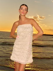 Cream 3D Ruffle Texture Mini Dress - Image 1 of 9