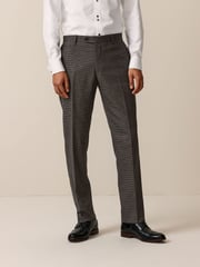 Brown Tailored Fit Trimmed Texture Suit Trousers - Image 1 of 9
