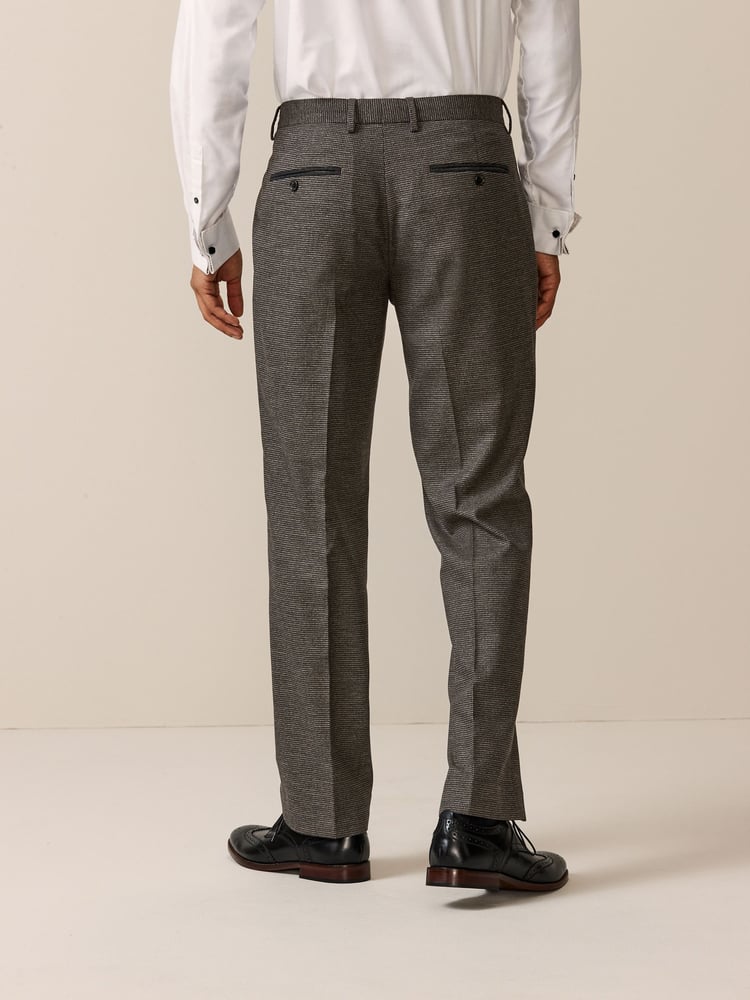 Brown Tailored Fit Trimmed Texture Suit Trousers - Image 2 of 9