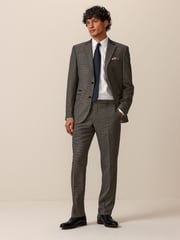 Brown Tailored Fit Trimmed Texture Suit Trousers - Image 3 of 9