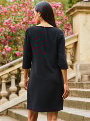 Sosandar Black Chain Lace Up Shift Dress - Image 2 of 5