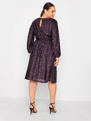 Yours Curve Purple London Sequin Skater Dress - Image 3 of 5
