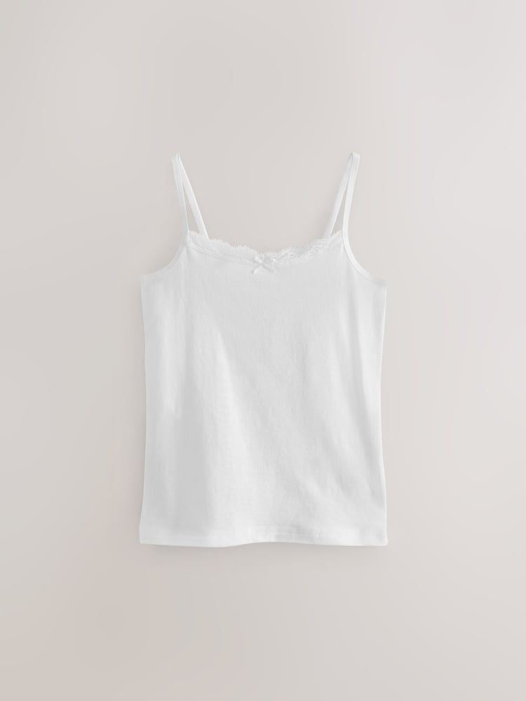White 3 Pack Lace Trim Cami Vest (1.5-16yrs) - Image 2 of 4