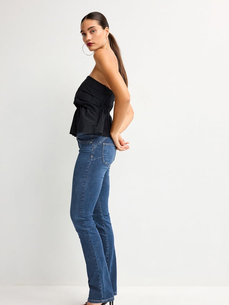Mid Blue Wash Slim Lift And Shape Bootcut Jeans - Image 2 of 7