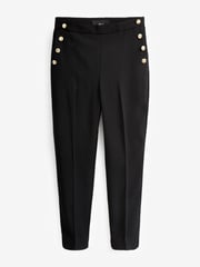Black Tailored Button Detail Taper Trousers - Image 2 of 6