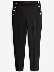 Black Tailored Button Detail Taper Trousers - Image 5 of 6