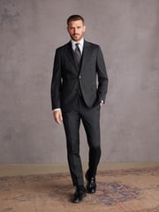 Black Slim Fit Signature Wool Suit: Trousers - Image 2 of 8