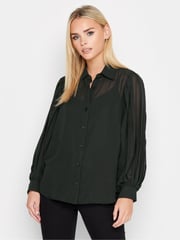 PixieGirl Petite Black Pleated Sleeve Shirt - Image 1 of 4