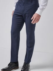 Navy Blue Slim Check Suit: Trousers - Image 1 of 5