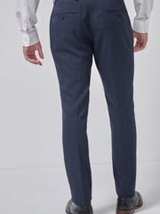 Navy Blue Slim Check Suit: Trousers - Image 3 of 5