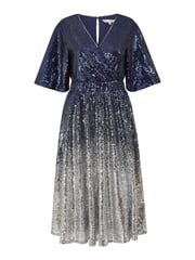 Yumi Blue Ombre Sequin Midi Wrap Dress - Image 5 of 5