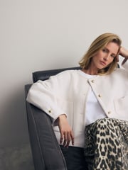 Ecru White Textured Boucle Jacket With Wool - Image 3 of 7