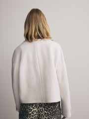 Ecru White Textured Boucle Jacket With Wool - Image 4 of 7