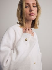 Ecru White Textured Boucle Jacket With Wool - Image 5 of 7