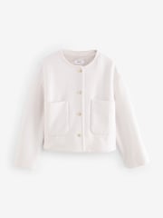 Ecru White Textured Boucle Jacket With Wool - Image 6 of 7