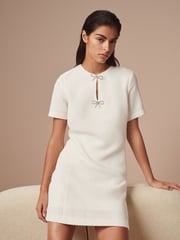 Cream Boucle Bow Dress - Image 3 of 7