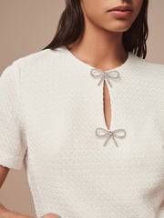Cream Boucle Bow Dress - Image 5 of 7