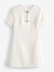 Cream Boucle Bow Dress - Image 6 of 7