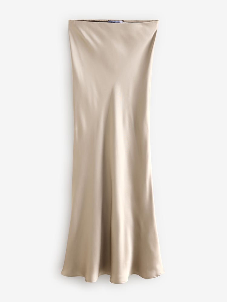 Champagne Gold Satin Midi Skirt - Image 5 of 5