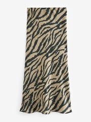 Zebra Animal Print Satin Midi Skirt - Image 5 of 6