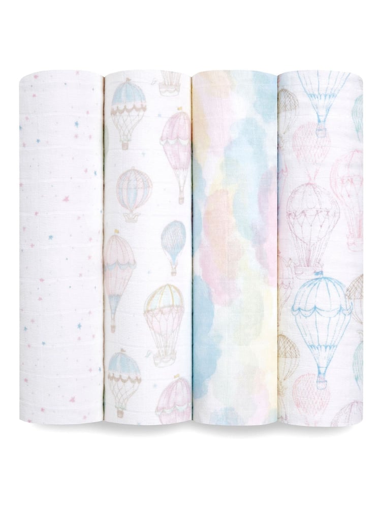 aden + anais Pink Cotton Muslin Blankets 4 Pack - Image 1 of 4