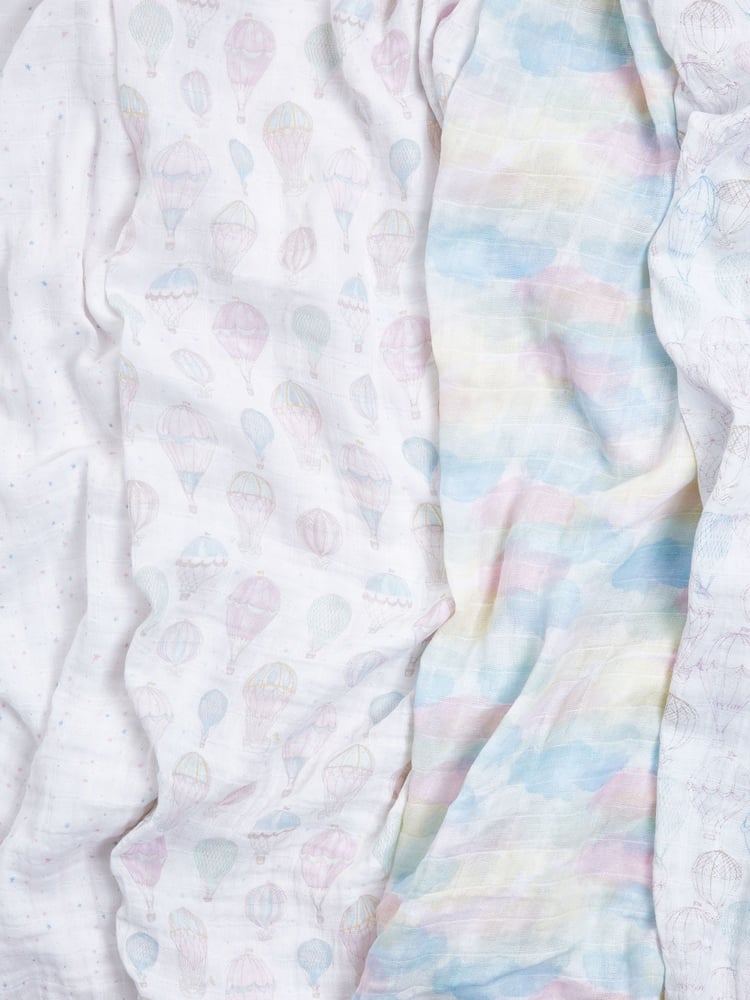 aden + anais Pink Cotton Muslin Blankets 4 Pack - Image 4 of 4