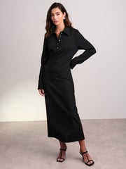 Black Ponte Jersey Long Sleeve Midi Dress - Image 1 of 7