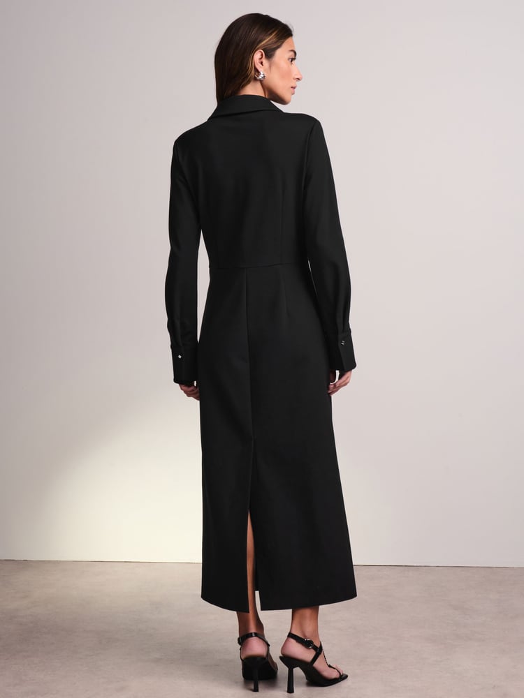 Black Ponte Jersey Long Sleeve Midi Dress - Image 2 of 7