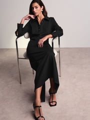 Black Ponte Jersey Long Sleeve Midi Dress - Image 3 of 7