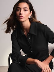 Black Ponte Jersey Long Sleeve Midi Dress - Image 4 of 7