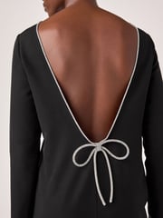 Black Longsleeve Bow Back Mini Dress - Image 4 of 8