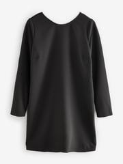 Black Longsleeve Bow Back Mini Dress - Image 6 of 8