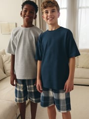 Blue/ Grey Check Woven Pyjamas 2 Pack (1.5-16yrs) - Image 1 of 7