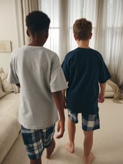 Blue/ Grey Check Woven Pyjamas 2 Pack (1.5-16yrs) - Image 3 of 7
