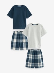 Blue/ Grey Check Woven Pyjamas 2 Pack (1.5-16yrs) - Image 4 of 7